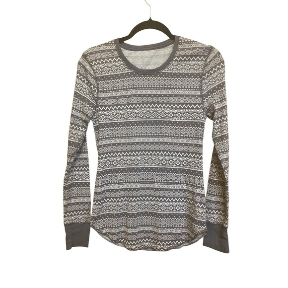 ✅Old Navy Gray White Thermal Snowflake T-Shirt Top Women's sz M - Picture 1 of 9